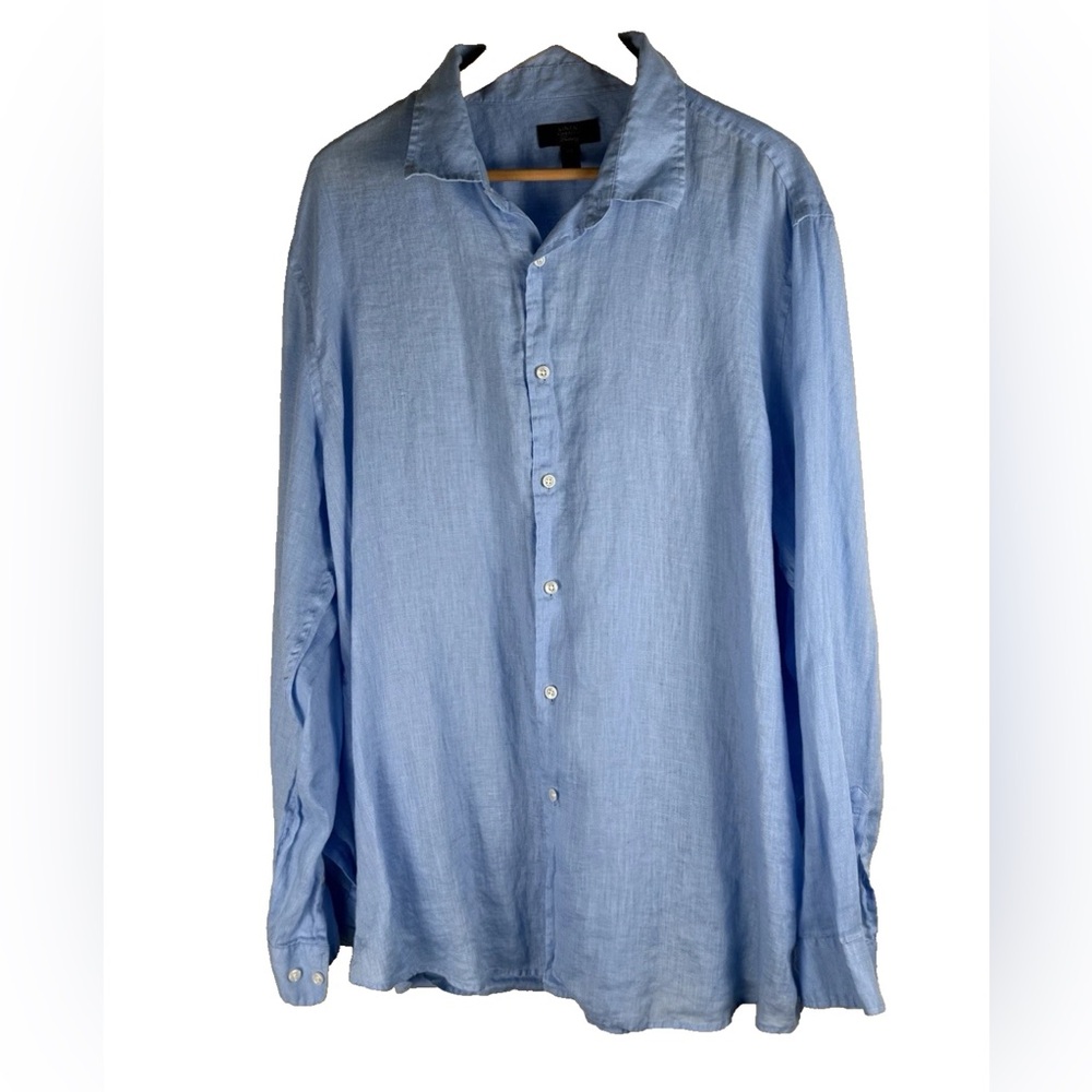 Club Room Luxury 100% Linen Long Sleeve Button Up Men’s XXL Lightweight Vacation